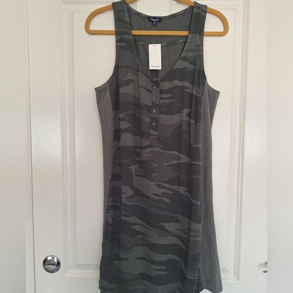 Splendid Army Green Print Dress Size M - Picture 1 of 7